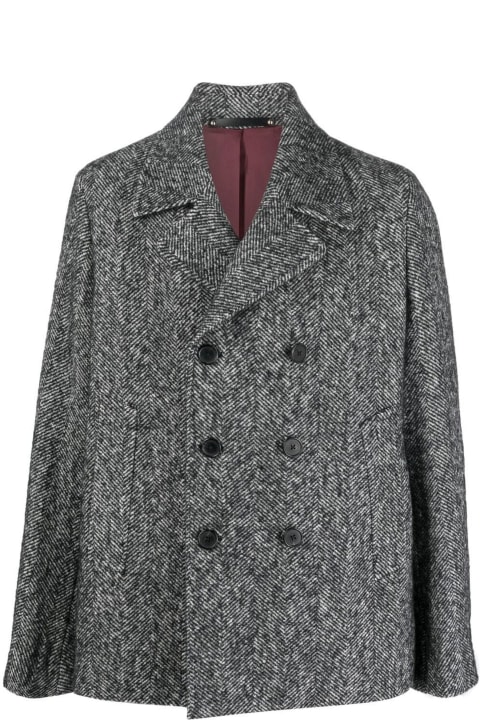 Grey Wool Blend Double-breasted Jacket