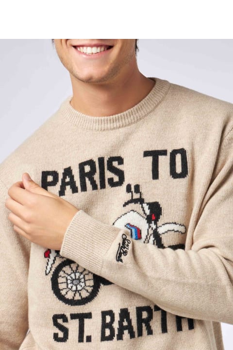 Homeware MC2 Saint Barth Man Sweater With Paris To St.barth Front Print