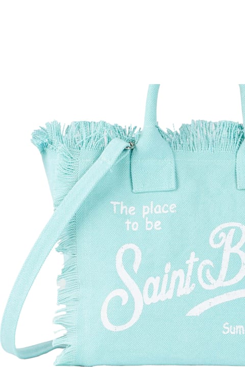 MC2 Saint Barth Accessories & Gifts for Girls MC2 Saint Barth 'colette' Light Blue Handbag With Adjustable And Removable Shoulder Strap And Logo Lettering On The Front In Linen Girl