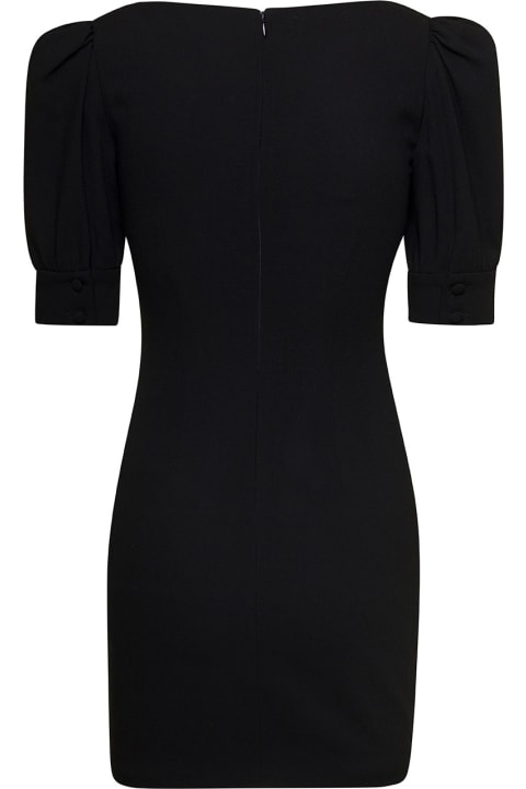 Alessandra Rich for Women Alessandra Rich Black Mini Dress With Lace Detail On The Front In Wool Woman