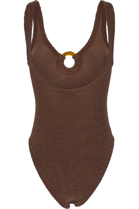 Homeware Hunza G 'celine' Brown One-piece Swimsuit With Ring In Elasticized Fabric Woman