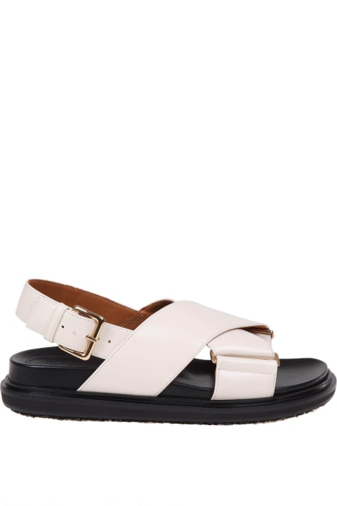 Marni Sandals for Women Marni Fussbett Sandal In White Leather