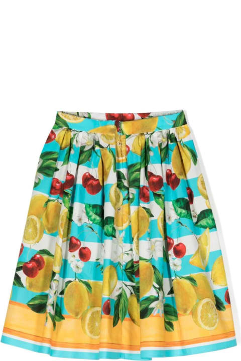 Bottoms for Girls Dolce & Gabbana Pleated Skirt With Lemon And Cherry Print