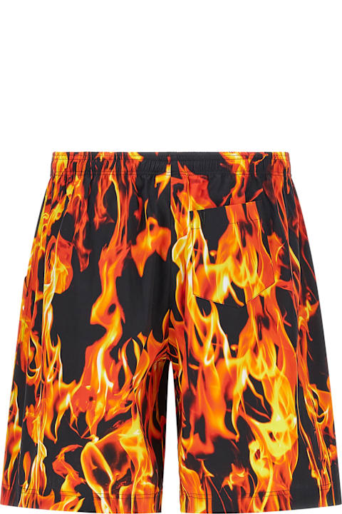 VETEMENTS for Men VETEMENTS 'black & Orange Fire' Bermuda Shorts