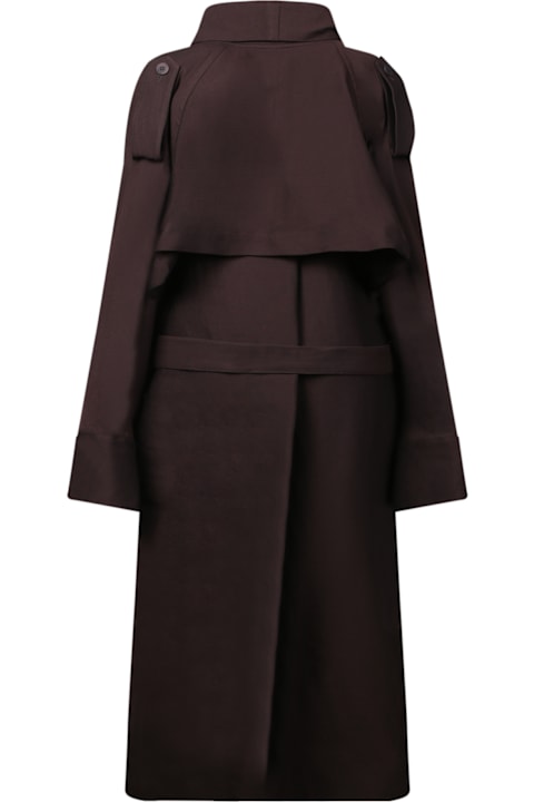 Issey Miyake Coats & Jackets for Women Issey Miyake Long Washi Wool Coat In Brown