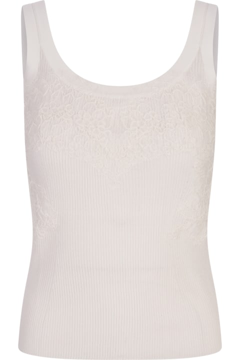 Fashion for Women Ermanno Scervino White Ribbed Tank Top With Lace