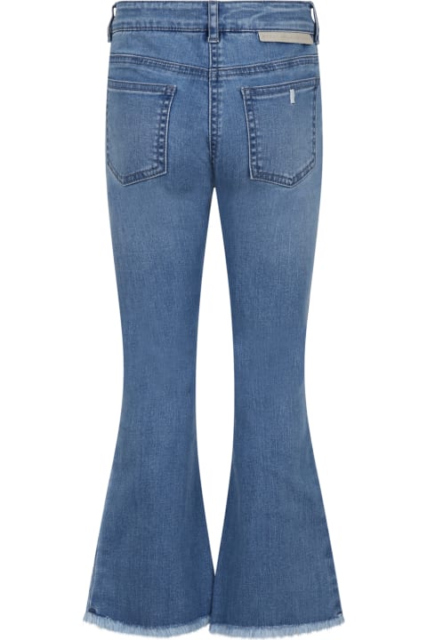 Stella McCartney for Kids Stella McCartney Denim Flare Jeans For Girl With Fringes