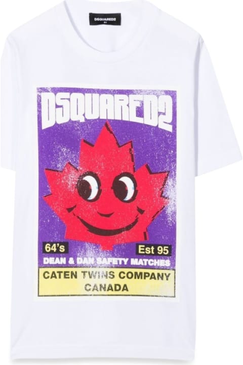 Dsquared2 T-Shirts & Polo Shirts for Girls Dsquared2 Front Logo And Leaf Print T-shirt