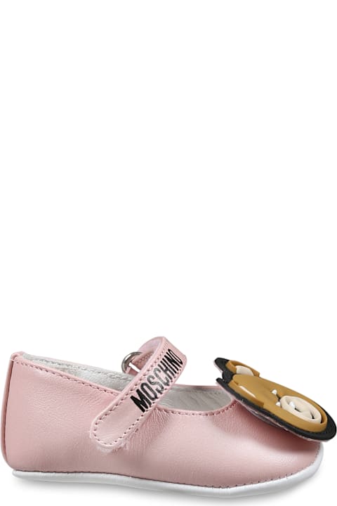 Moschino Shoes for Baby Boys Moschino Pink Ballet Flats For Baby Girl With Teddy Bear