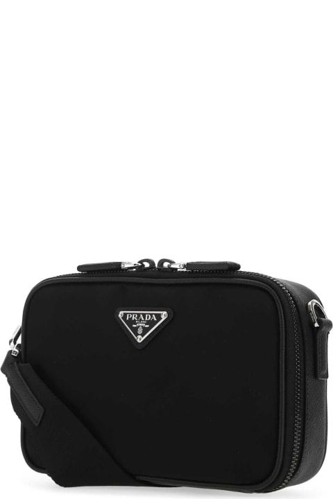 Shoulder Bags for Men Prada Black Leather And Nylon Crossbody Bag