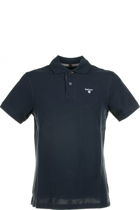 Barbour for Men Barbour Navy Blue Short-sleeved Piqué Polo Shirt