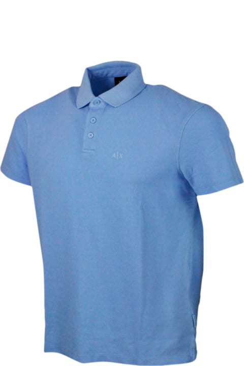 Armani Collezioni for Men Armani Collezioni 3-button Short-sleeved Pique Cotton Polo Shirt With Logo Embroidered On The Chest