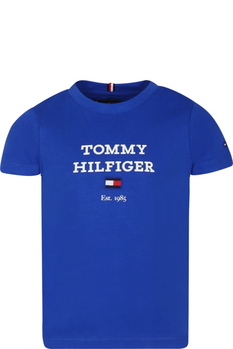 Topwear for Boys Tommy Hilfiger Blue T-shirt For Boy With Logo