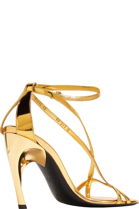 ウィメンズ Alexander McQueenのサンダル Alexander McQueen Gold Armadillo Metallic Leather Sandals