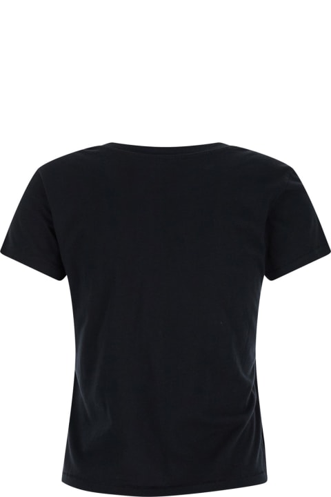 Frame Topwear for Women Frame Black Crewneck T-shirt In Jersey Woman
