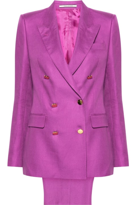 Tagliatore Coats & Jackets for Women Tagliatore Fuchsia Double-breasted Linen Suit