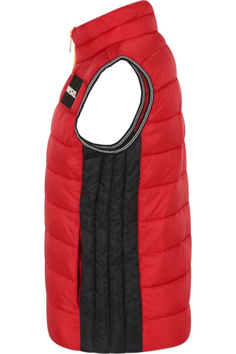 Diesel for Kids Diesel Red Gilet For Boy With Logo
