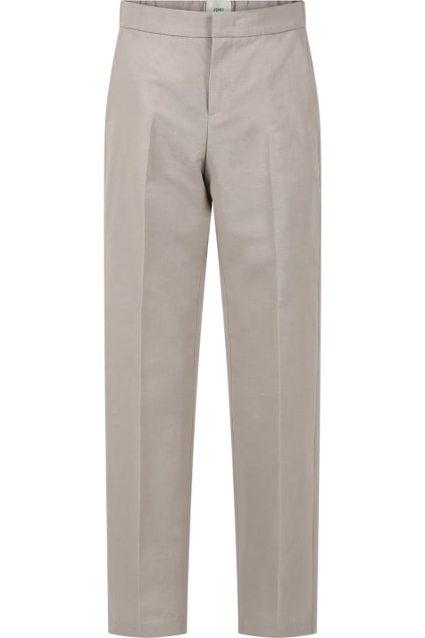 Fendi Kids Fendi Grey Trousers For Boy With Logo