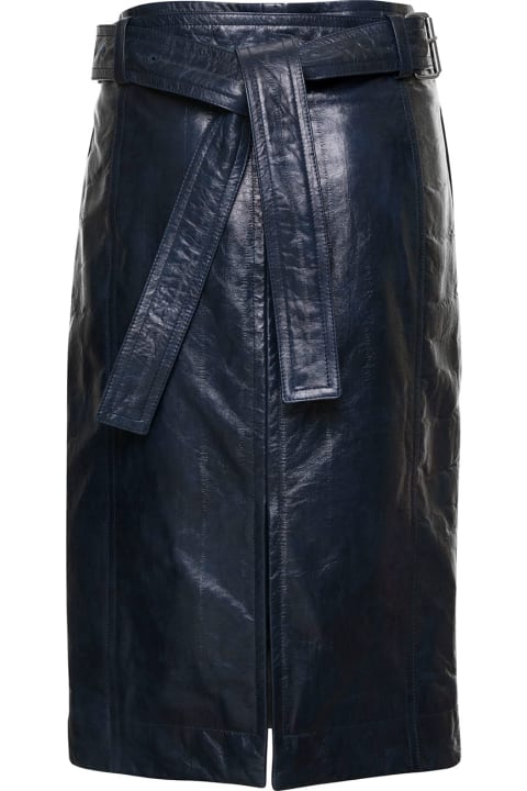 Embossed Eel Skirt White Double Belt