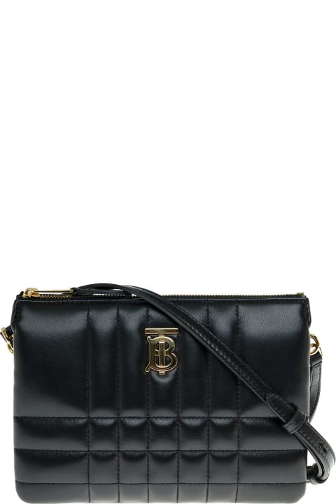 Lola  Black Quilted Leather Crossbody Bag