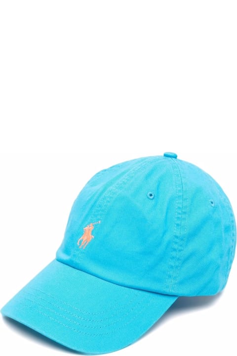 メンズ Ralph Laurenの帽子 Ralph Lauren Light Blue Baseball Hat With Contrasting Pony