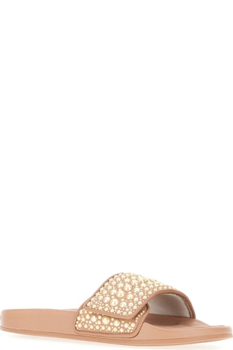 Jimmy Choo Shoes for Women Jimmy Choo Biscuit Canvas And Leather Fitz/f Slippers