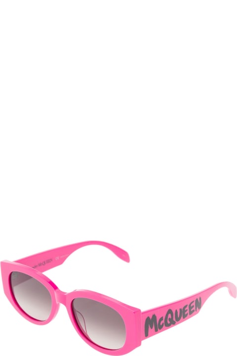 Pink Acetate Sunglasses With Logo Alexander Mcqueen Woman