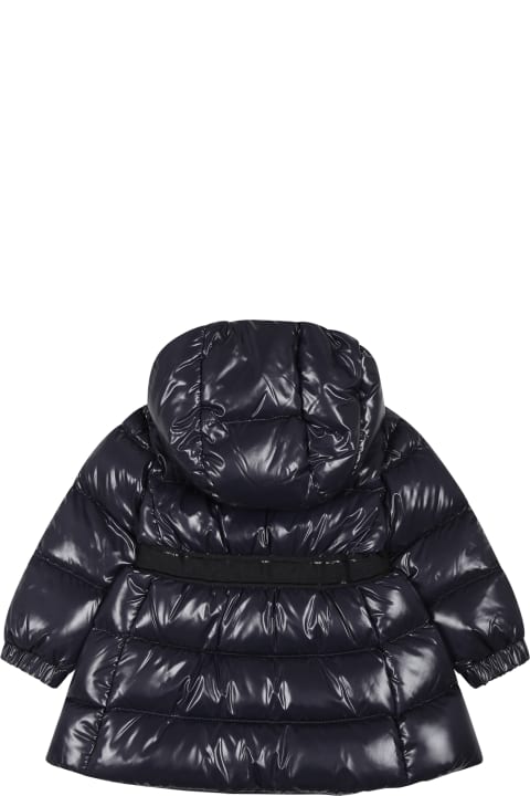 Topwear for Baby Girls Moncler Bleu Alis Down Jacket For Baby Girl With Logo