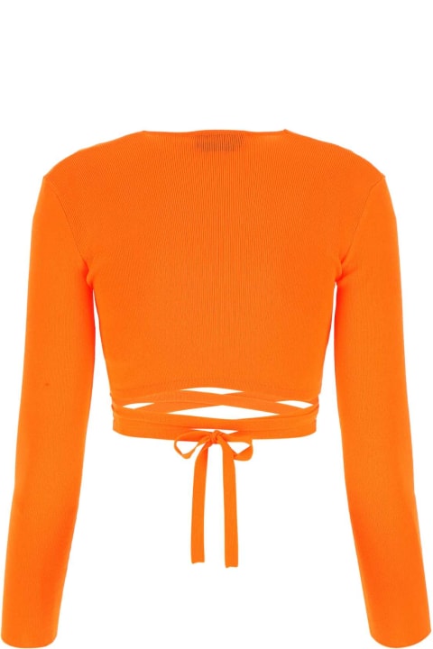 MSGM for Women MSGM Orange Stretch Polyester Blend Cardigan