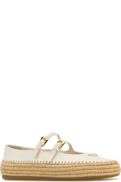 Prada Flat Shoes for Women Prada White Nappa Leather Ballerinas