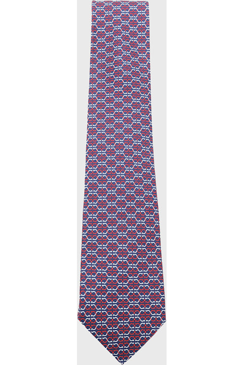 Homeware Ferragamo Navy And Red Silk Tie