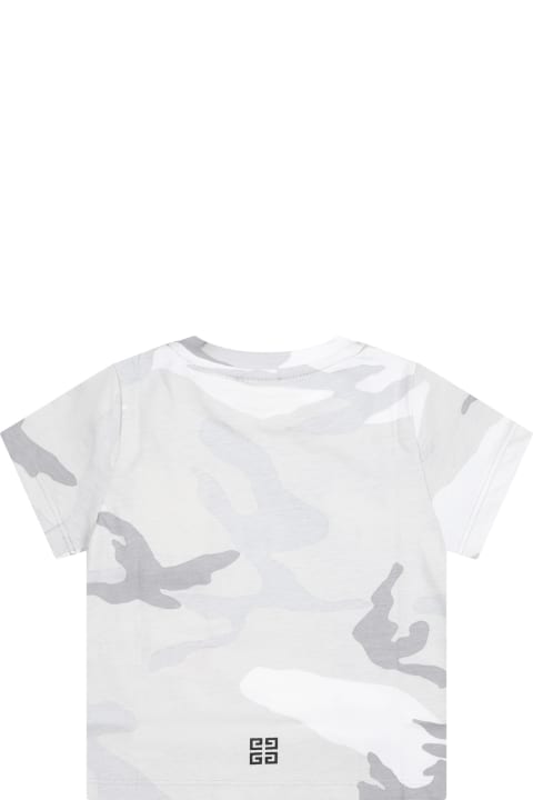T-Shirts & Polo Shirts for Baby Girls Givenchy Gray T-shirt For Baby Boy With Camouflage Print