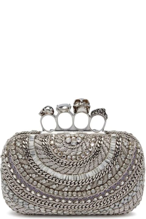 Clutches for Women Alexander McQueen The Knuckle Clutch Bag In Silver
