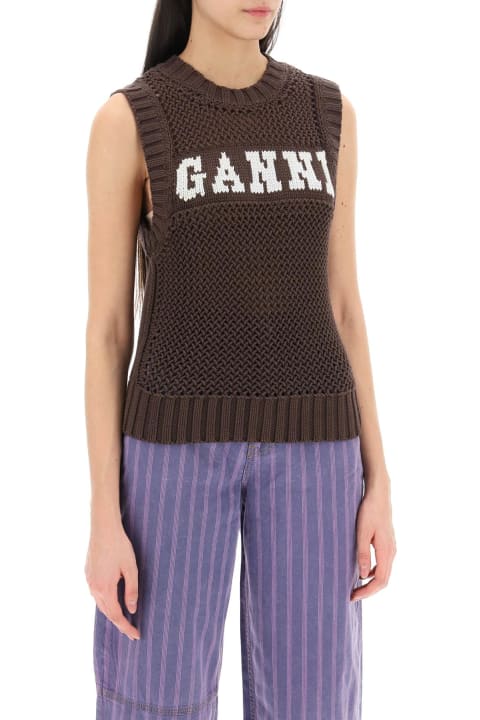 Sweaters for Women Ganni Brown Cotton Blend Vest