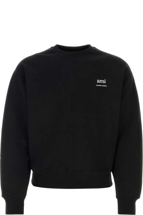Ami Alexandre Mattiussi Fleeces & Tracksuits for Men Ami Alexandre Mattiussi Black Stretch Cotton Sweatshirt