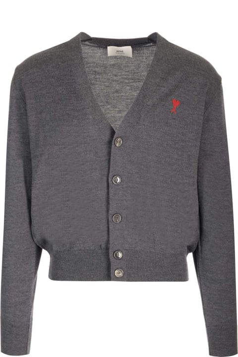 Ami Alexandre Mattiussi Sweaters for Women Ami Alexandre Mattiussi Grey Wool Cardigan