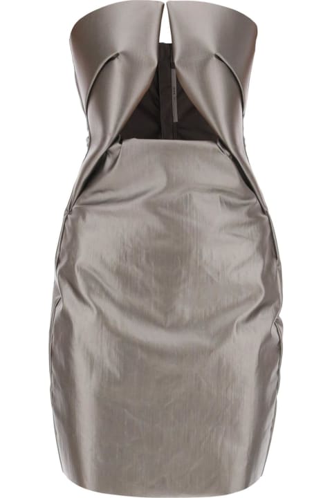 Rick Owens for Women Rick Owens Prong Mini Dress In Silver Cotton