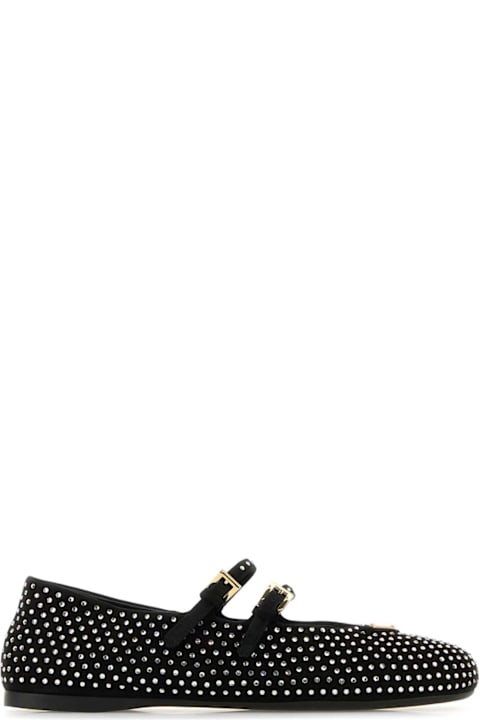 أحذية مسطحة لـ السيدات Prada Black Suede Ballerinas