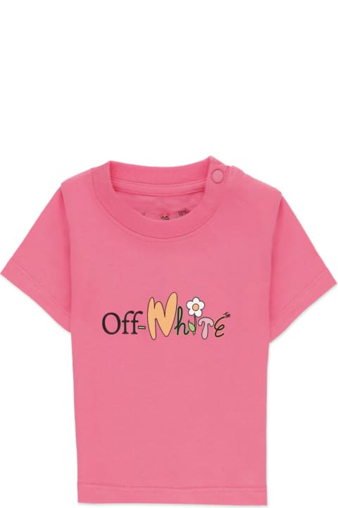 Topwear for Baby Girls Off-White Funny Flowers T-shirt