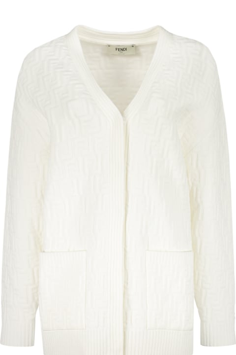 Fendi سترات لـ السيدات Fendi Jacquard Knit Cardigan