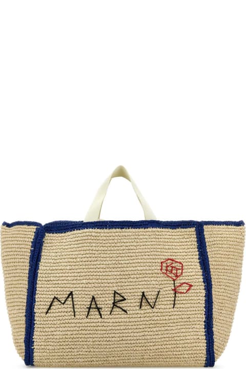 Marni Totes for Women Marni Ivory Raffia Shopping Bag