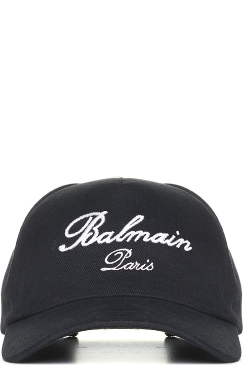 メンズ Balmainの帽子 Balmain Black Cotton Hat