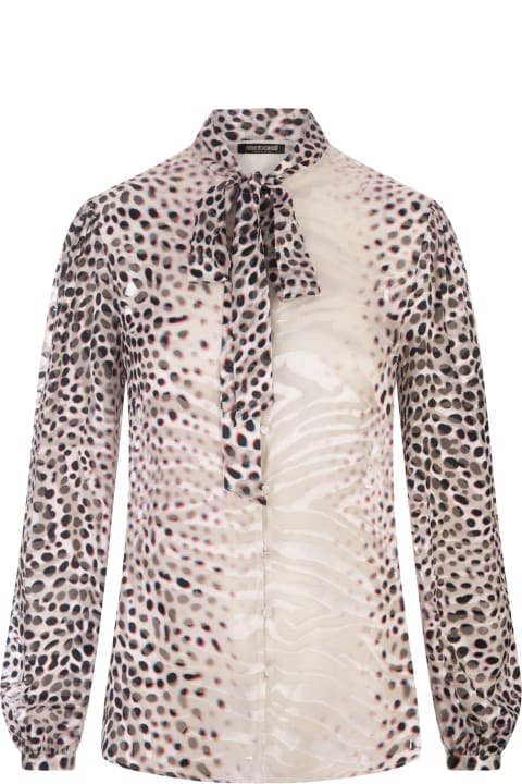 Roberto Cavalli Topwear for Women Roberto Cavalli Printed Devoré Satin Shark Shirt