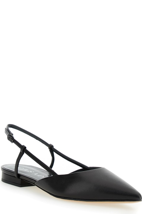 Flat Shoes for Women Casadei Black Slingback With Straps In Leather Woman
