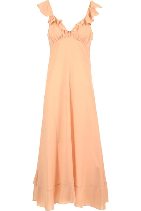 فساتين لـ السيدات Chloé Long Dress Crepe De Chine