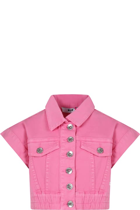 キッズ新着アイテム MSGM Pink Jacket For Girl With Logo