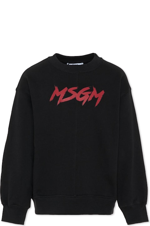 Homeware MSGM Black Sweatshirt For Kids With White Logo
