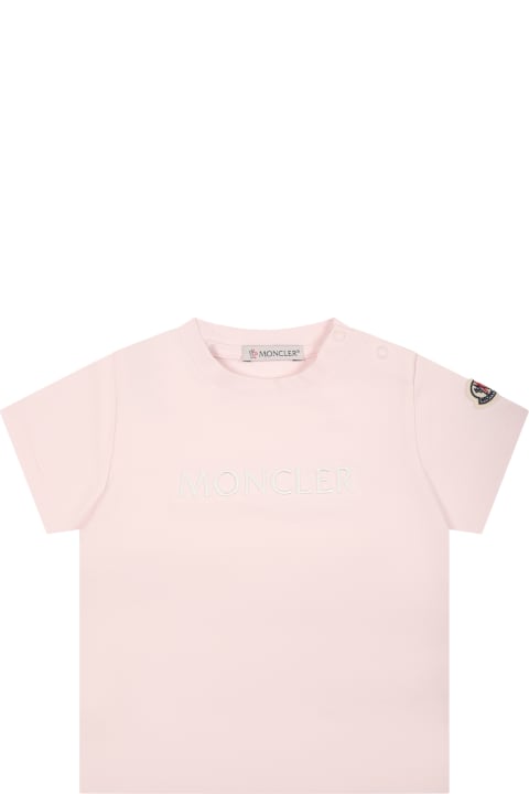 Moncler for Baby Girls Moncler Pink T-shirt For Baby Girl With Logo