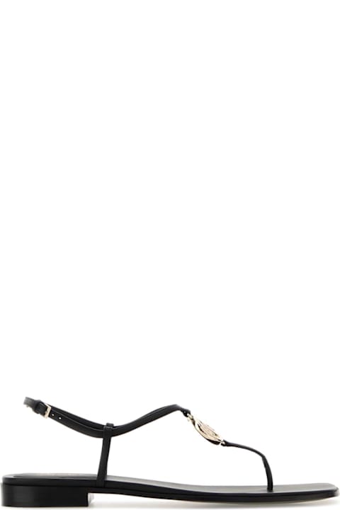 Gucci Black Leather Thong Sandals