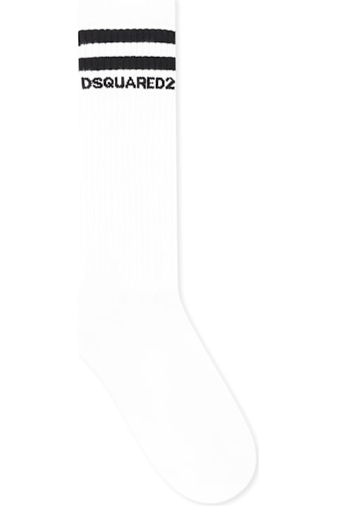 Underwear for Boys Dsquared2 White Socks For Boy With Logo